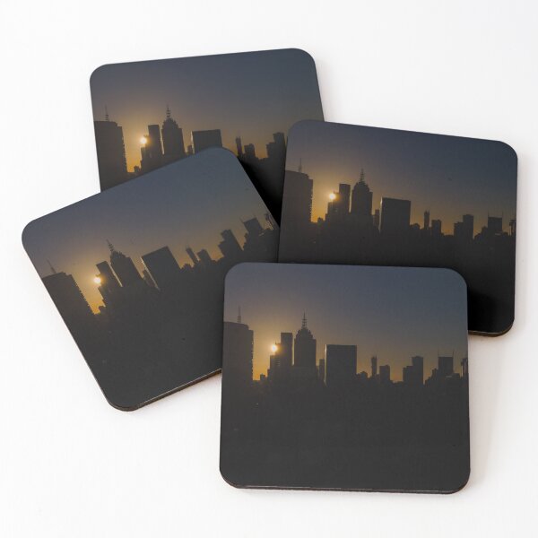 Item preview, Melbourne city skyline silhouetted by a dramatic sunset designed and sold by James-Cole.