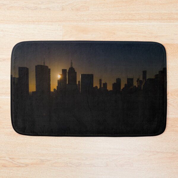 Item preview, Melbourne city skyline silhouetted by a dramatic sunset designed and sold by James-Cole.