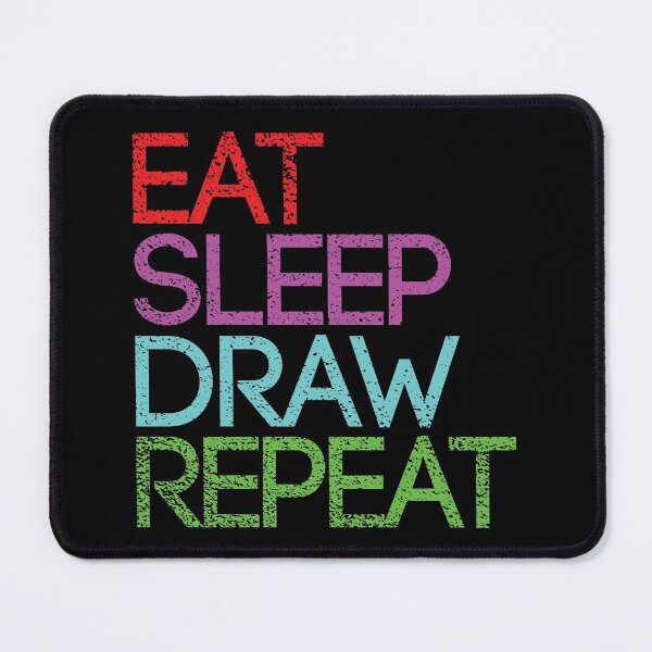 Item preview, EAT SLEEP DRAW REPEAT distressed vintage artist slogan text design designed and sold by MacPean.