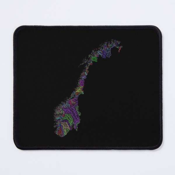 Item preview, Norway River Basin Map in Rainbow Colours with Black Background designed and sold by GrasshopperGeo.
