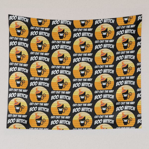 Item preview, BOO Witch Get out of my way Halloween black cat facemask design designed and sold by BRtisticDesigns.