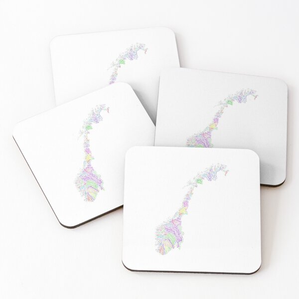 Item preview, Norway River Basin Map in Rainbow Colours with White Background designed and sold by GrasshopperGeo.