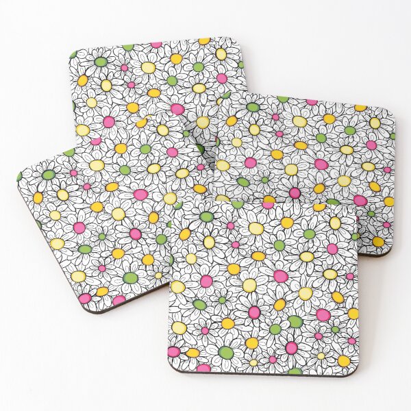 Item preview, Black and white outlines fun daisy flowers with colourful center polka dot effect designed and sold by jamiesoondesign.