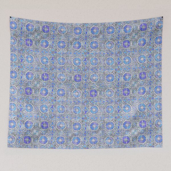 Item preview, Retro Abstract Blue Pattern On Ceramic Tile  designed and sold by FoxCodeCreation.