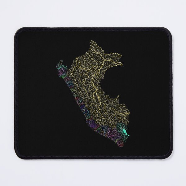 Item preview, Peru River Basin Map in Rainbow Colours with Black Background designed and sold by GrasshopperGeo.