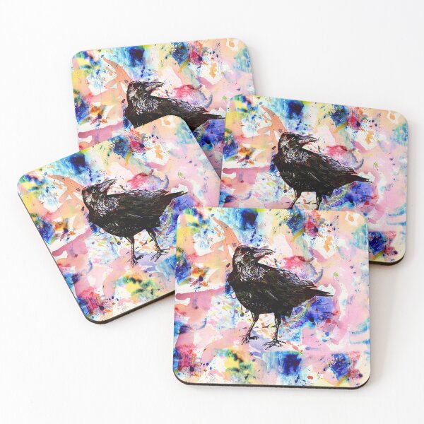 Item preview, Crow Raven sketch with vivid paint splashes designed and sold by Sunny Creations.