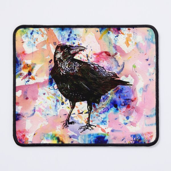 Item preview, Crow Raven sketch with vivid paint splashes designed and sold by Sunny Creations.