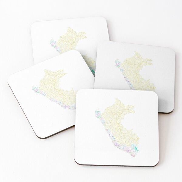 Item preview, Peru River Basin Map in Rainbow Colours with White Background designed and sold by GrasshopperGeo.