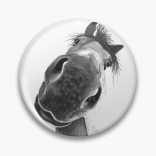 Artikelvorschau, Happy Horse Print „BuRT B&W“ von Shirley MacArthur entworfen und verkauft von Shirley MacArthur Art.