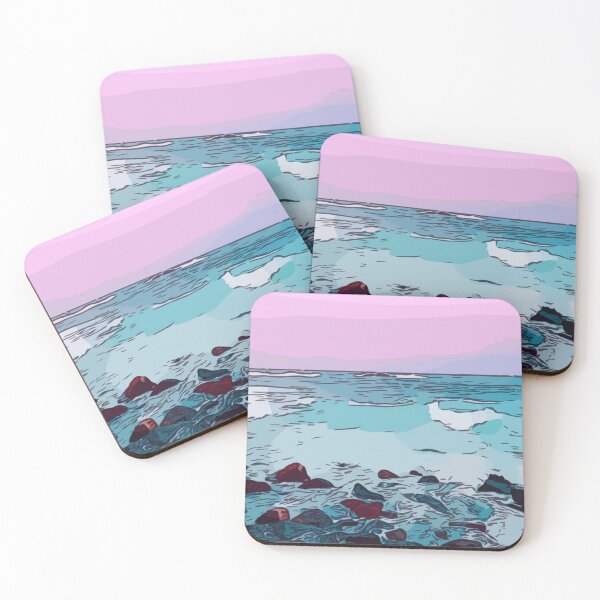 Item preview, Pastel ocean beach waves poster art designed and sold by MoveRama.