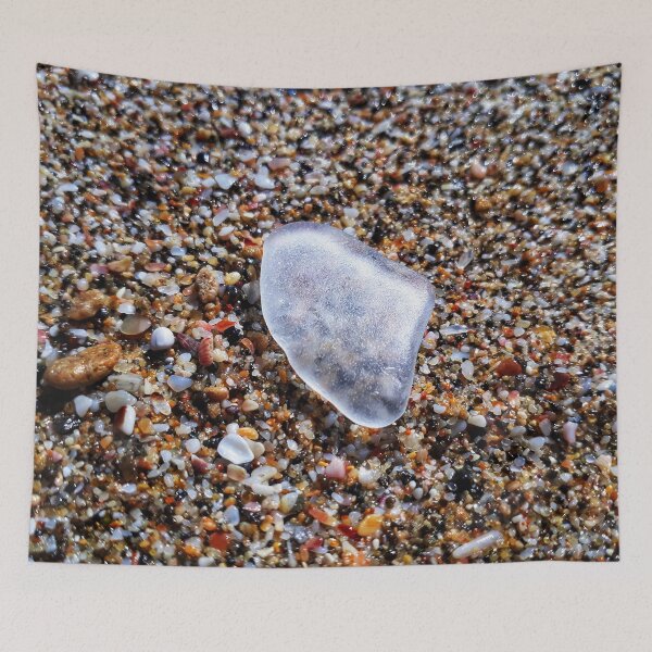 Item preview, White Sea Glass on Wet Tiny Seashells at Mermaids Pool designed and sold by Beachy.