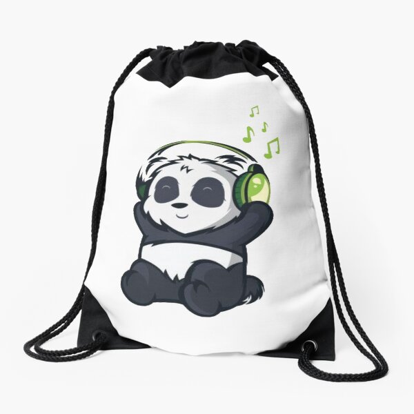 Music Panda Drawstring Bag