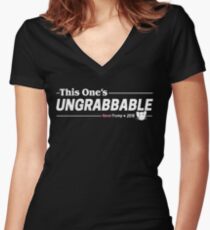 This One's Ungrabbable: Anti Trump Women's Fitted V-Neck T-Shirt