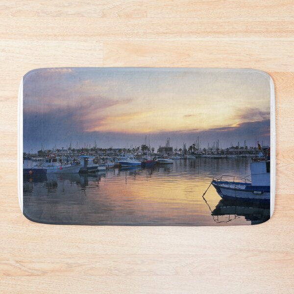 Item preview, Fishing boats in a port at dawn designed and sold by EdgyDesignForU.