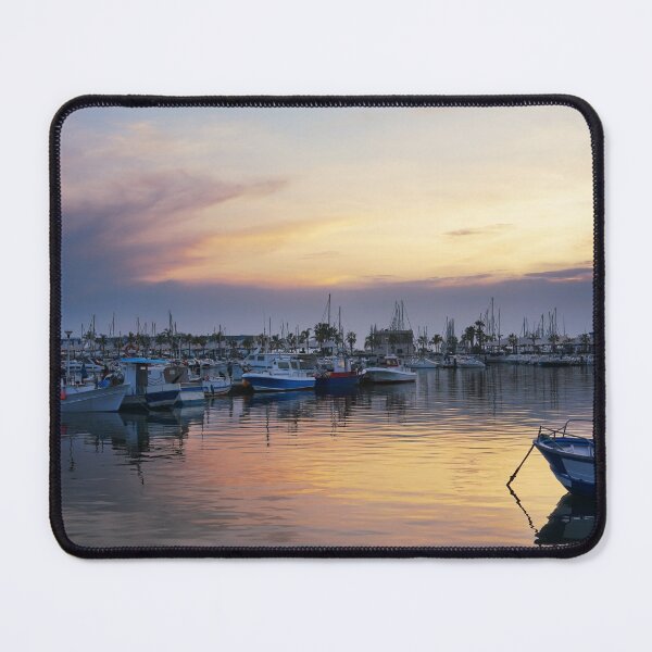 Item preview, Fishing boats in a port at dawn designed and sold by EdgyDesignForU.
