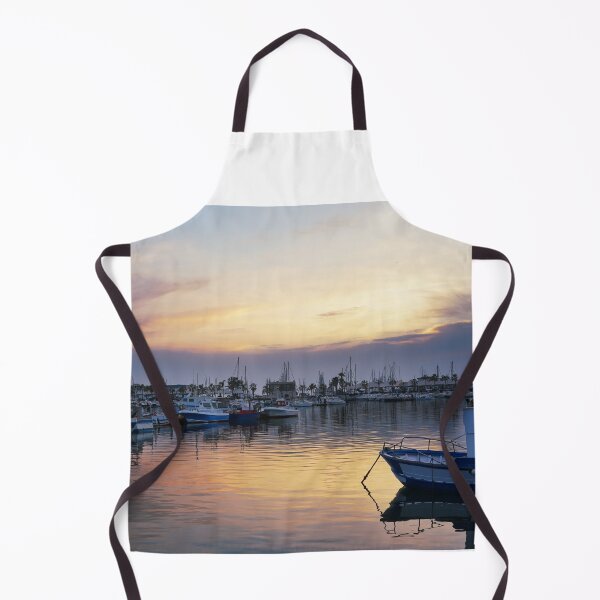 Item preview, Fishing boats in a port at dawn designed and sold by EdgyDesignForU.