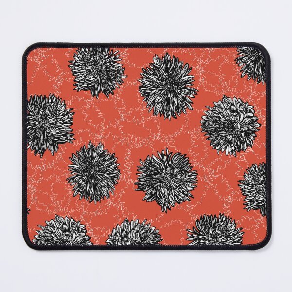 Copy of Copy of Ink Chrysanthemun Flower Print on Red Ground Mouse Pad