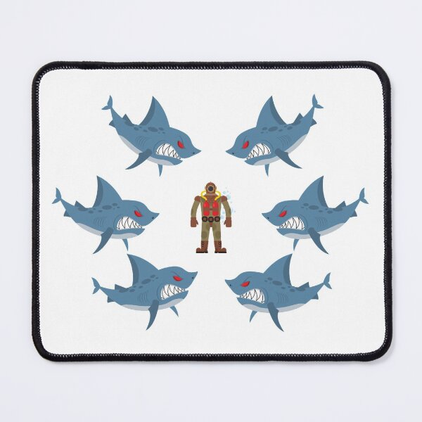 Item preview, Scuba Diver Surrounded Sharks designed and sold by treasure-crafts.