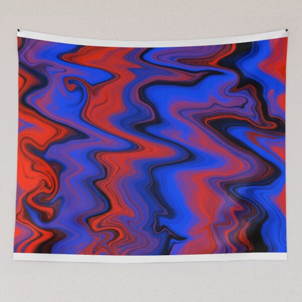 Artikelvorschau, Liquid Marble Abstract Schwarz, Blau und Rot Psychedelisch entworfen und verkauft von fashopera.