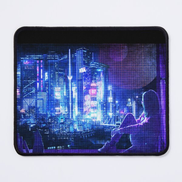 Item preview, Cyberpunk Nightscape (Blue Edition) designed and sold by Verdant Rose Studio.