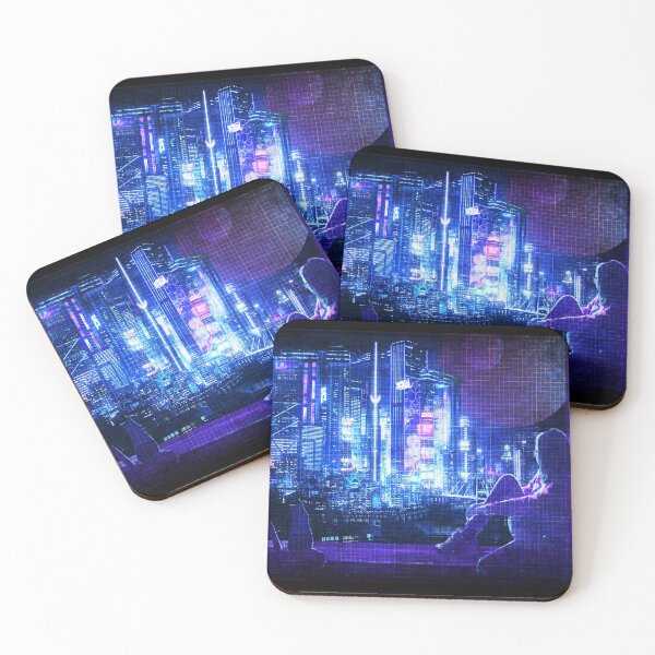 Item preview, Cyberpunk Nightscape (Blue Edition) designed and sold by Verdant Rose Studio.