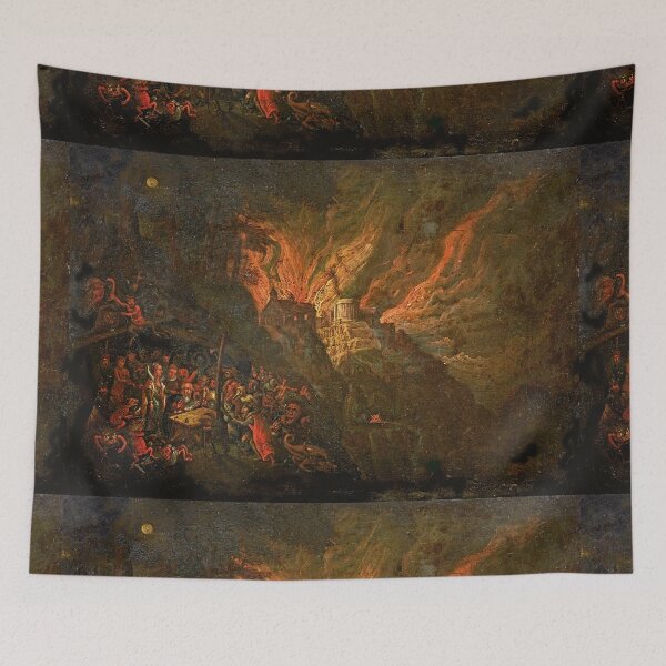 Item preview, The temptation of St Anthony medieval painting designed and sold by Vintage Designs +.