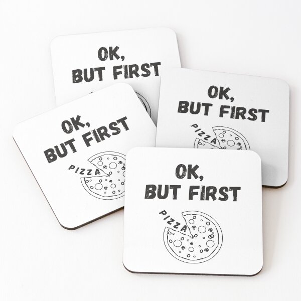 Item preview, Ok But First Pizza Simple Black And White designed and sold by LuckyKermit.