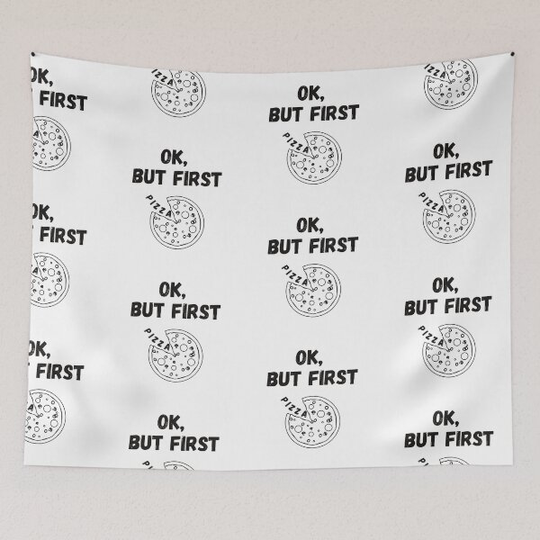 Item preview, Ok But First Pizza Simple Black And White designed and sold by LuckyKermit.