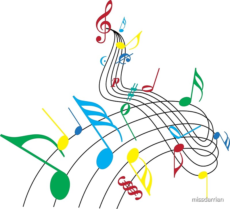  Colorful Music Notes on a Swirl Design Posters by 