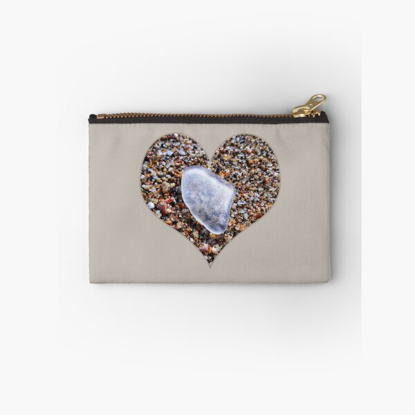Item preview, White Beach Glass Piece in Heart Shape Tiny Seashells Background designed and sold by Beachy.