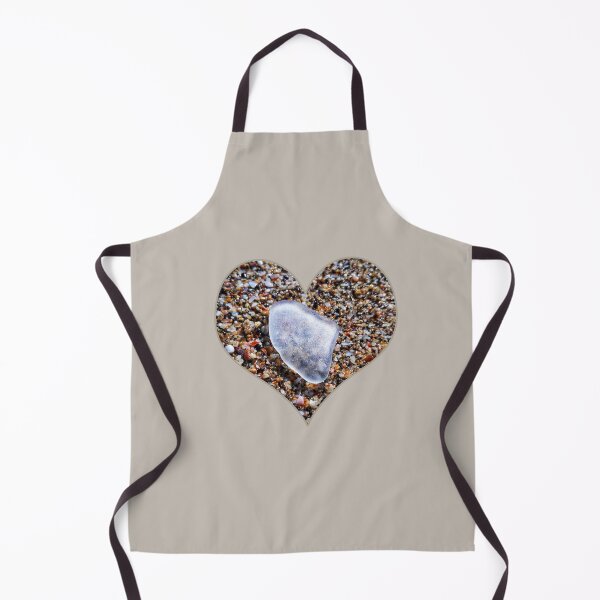 Item preview, White Beach Glass Piece in Heart Shape Tiny Seashells Background designed and sold by Beachy.