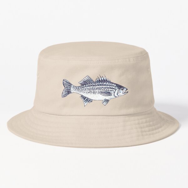 Striped Bass Fish Walter in Slate Blue Bucket Hat for Sale by  Michelebuttons