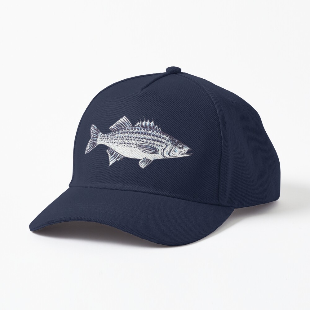 Striped Bass Fish Walter in Slate Blue Bucket Hat for Sale by