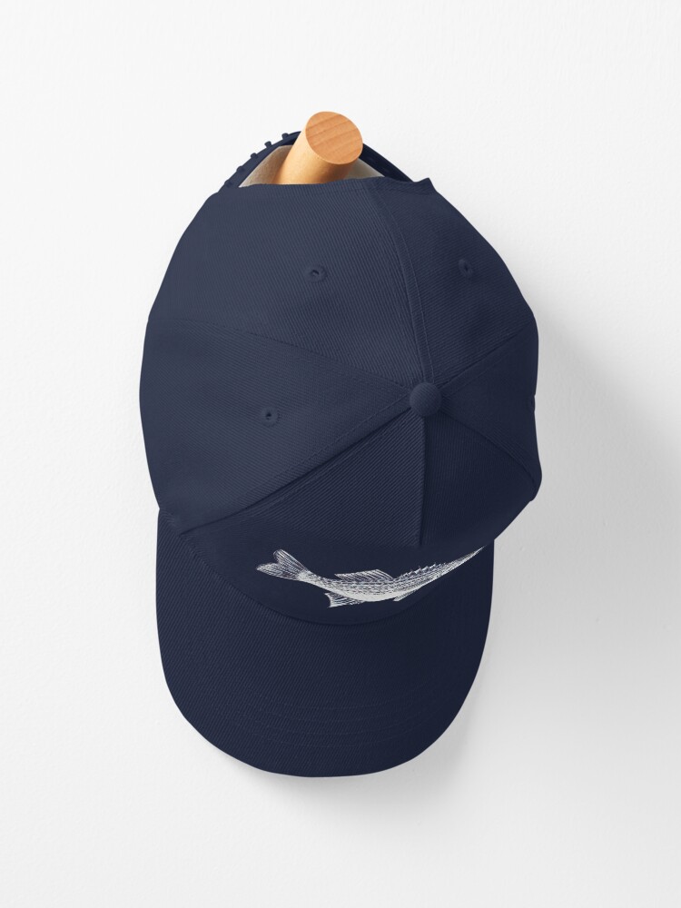 Striped Bass Fish Walter in Slate Blue Cap for Sale by