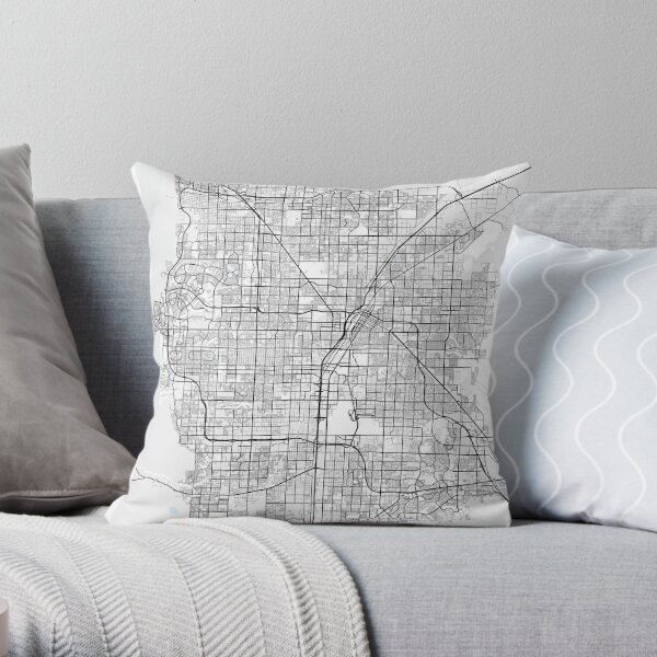 Las Vegas Map Black and White Throw Pillow by Modern Map Art