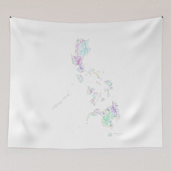 Item preview, The Philippines River Basin Map in Rainbow Colours with White Background designed and sold by GrasshopperGeo.