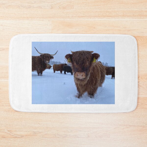 Item preview, Scottish Highland Cattle Calf in snow 2680 designed and sold by SaarelaHighland.