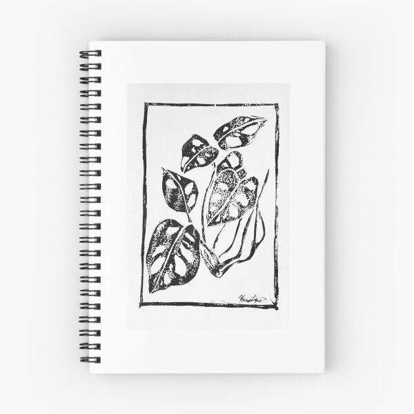Item preview, Monstera Adansonii House Plant Linocut Ink Black & White Print designed and sold by Kasye.