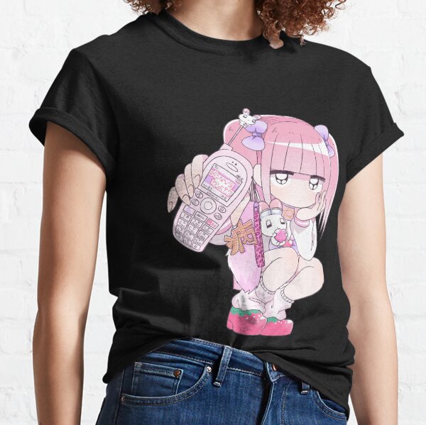 Plus Size Harajuku Menhera Yami Kawaii Fashion Anime Girl T-shirt  (Black/White)