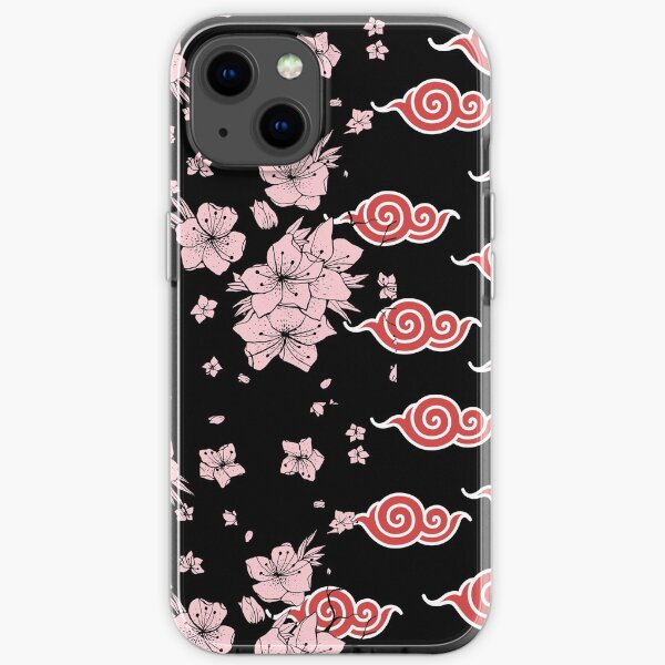 Anime japonais Sakura avec motif nuage rouge Coque souple iPhone