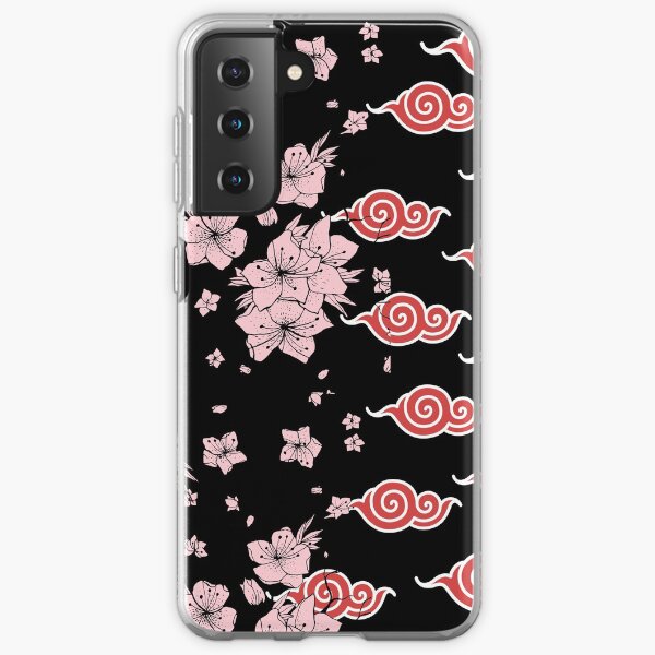 Sakura japonesa con anime de patrón de nube roja Funda blanda para Samsung Galaxy
