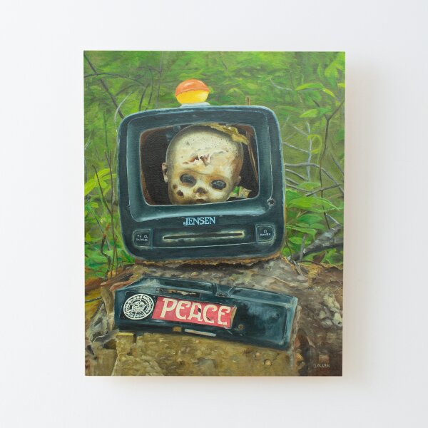 TV Head Wood Mounted Print