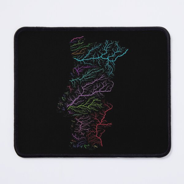 Item preview, Portugal River Basin Map in Rainbow Colours with Black Background designed and sold by GrasshopperGeo.