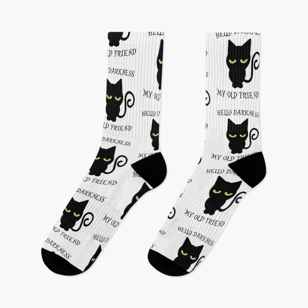 Item preview, Hello Darkness My Old Friend funny cat gift idea designed and sold by BRtisticDesigns.