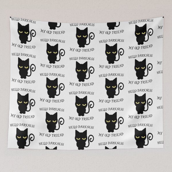 Item preview, Hello Darkness My Old Friend funny cat gift idea designed and sold by BRtisticDesigns.