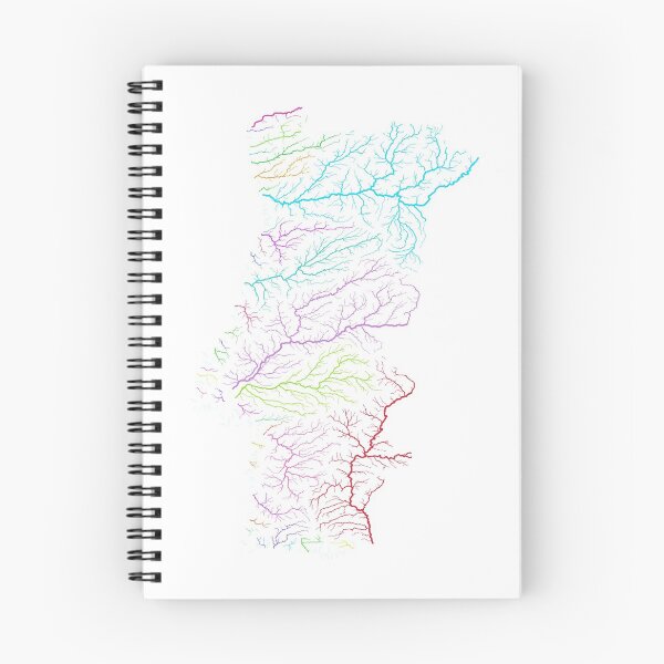 Item preview, Portugal River Basin Map in Rainbow Colours with White Background designed and sold by GrasshopperGeo.