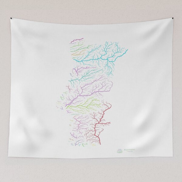 Item preview, Portugal River Basin Map in Rainbow Colours with White Background designed and sold by GrasshopperGeo.