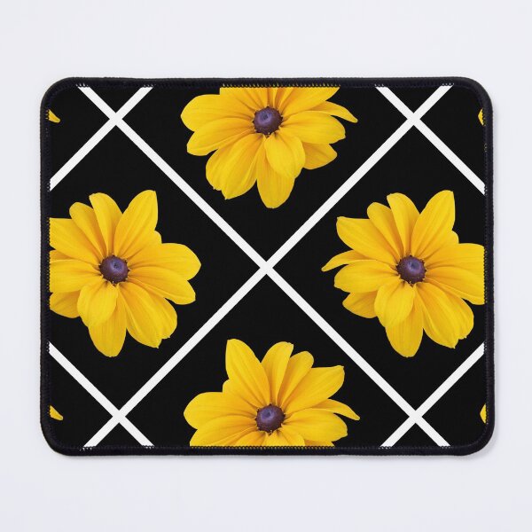 Item preview, Yellow Flowers Diagonal Repeat on Black 5748 designed and sold by Art in My Loft.