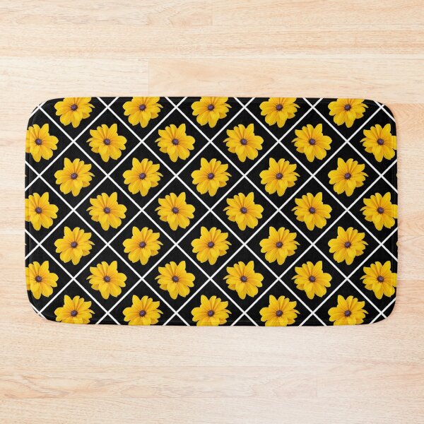 Item preview, Yellow Flowers Diagonal Repeat on Black 5748 designed and sold by Art in My Loft.