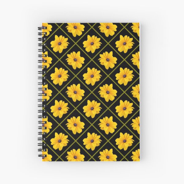 Item preview, Yellow Flowers Green Grid Diagonal Repeat on Black 5748 designed and sold by Art in My Loft.